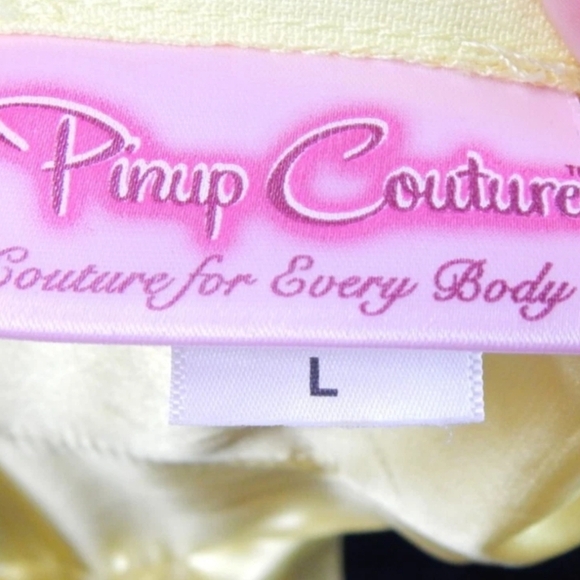 Pinup Couture Black and Yellow Halter Dress - Picture 3 of 4